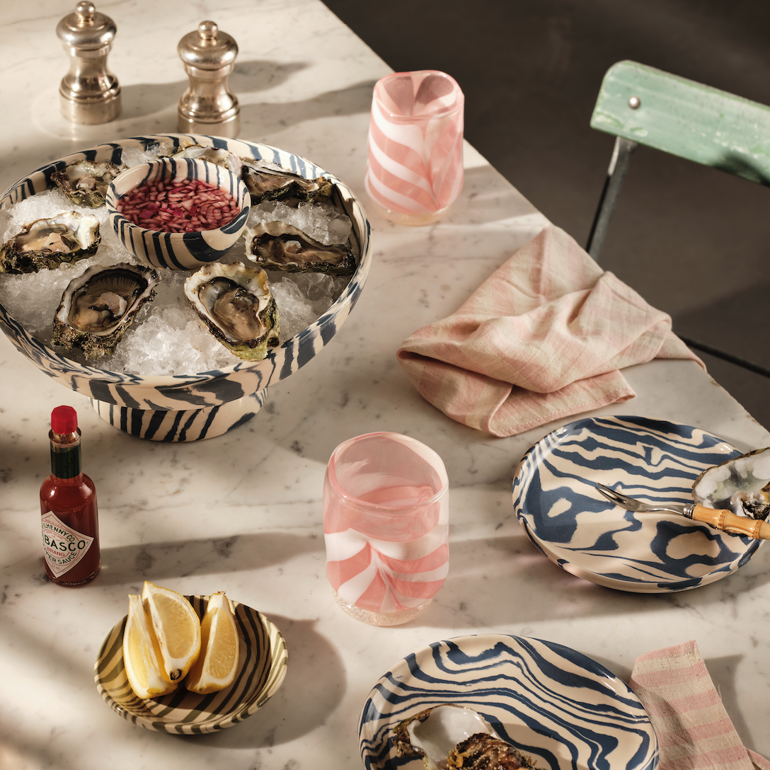 Noosline | Azure Blue & White Marble Ceramic Side Plate