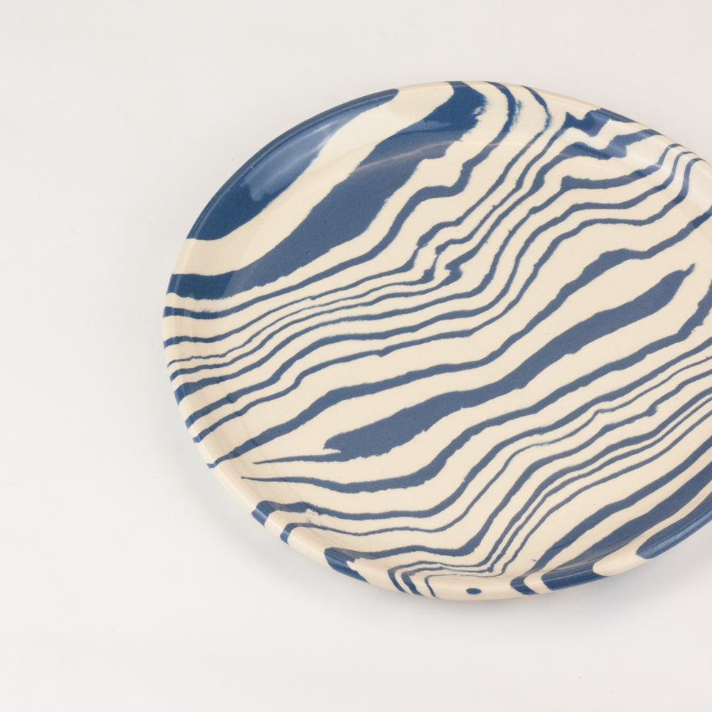 Noosline | Azure Blue & White Marble Ceramic Side Plate