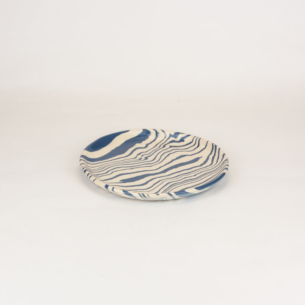 Noosline | Azure Blue & White Marble Ceramic Side Plate
