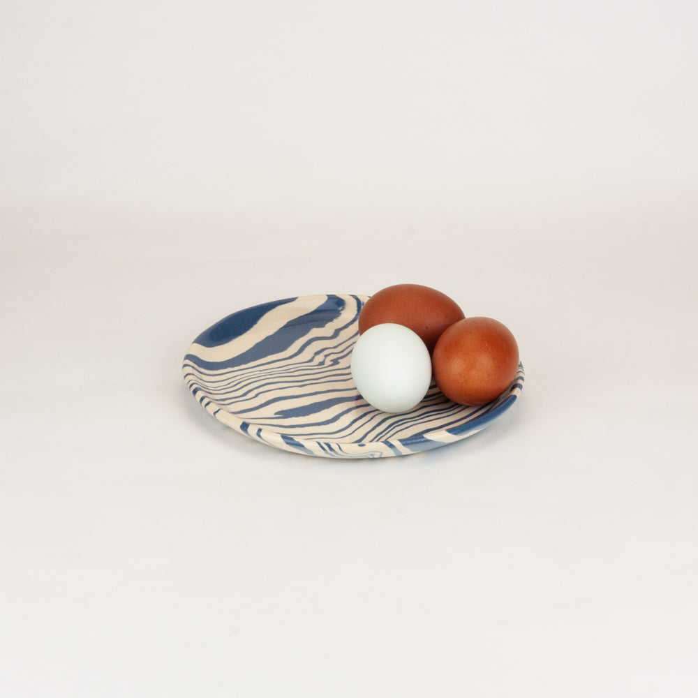 Noosline | Azure Blue & White Marble Ceramic Side Plate