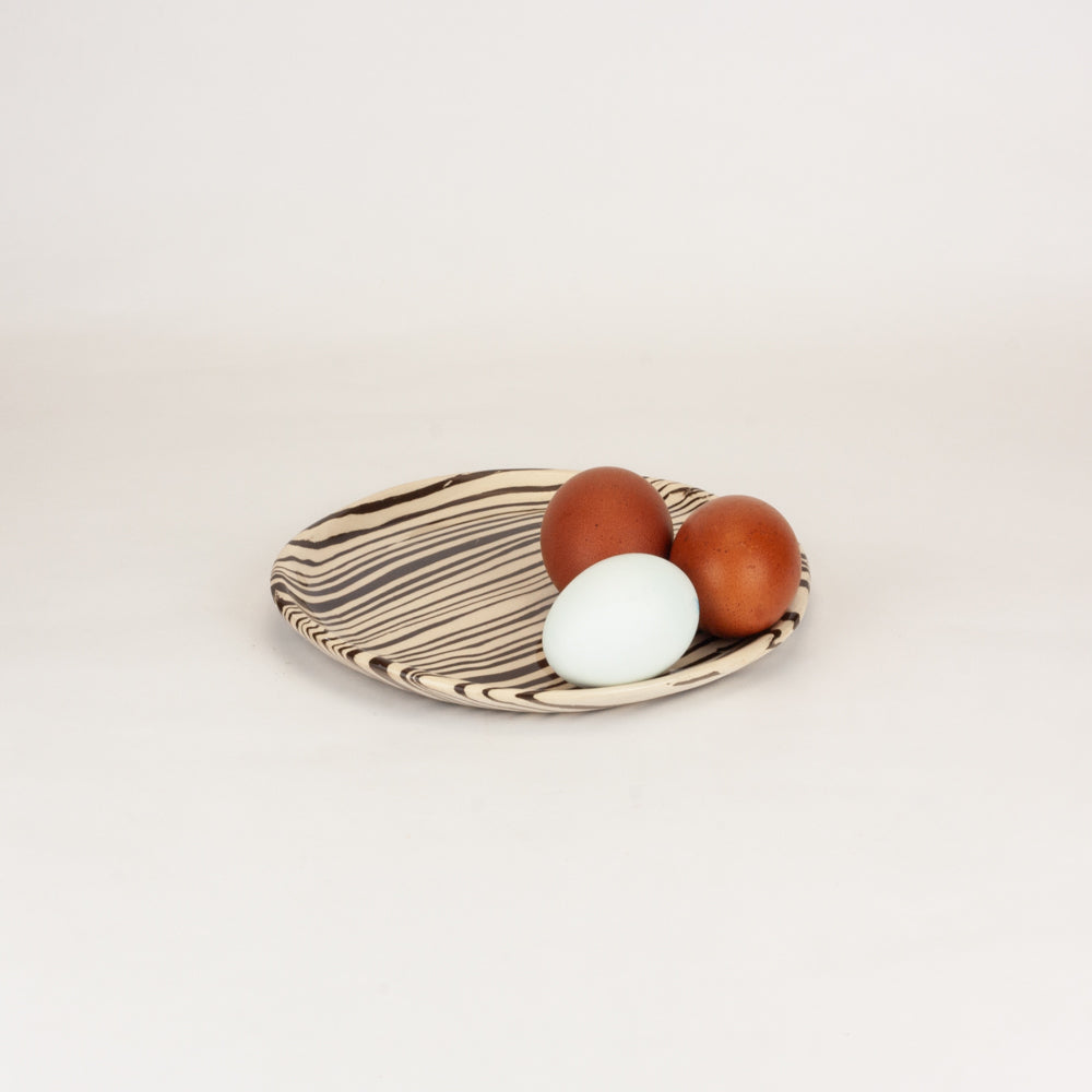 Chocolate Brown & White Marble Ceramic Side Plate