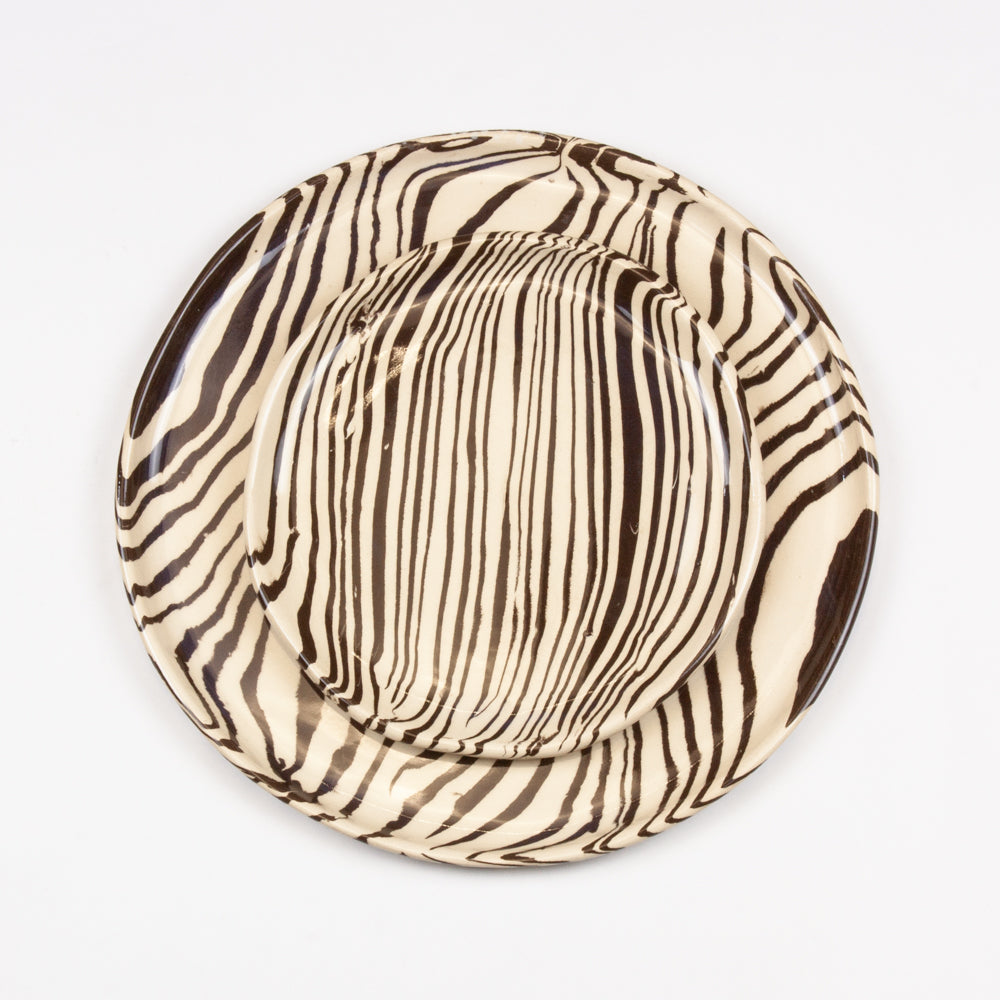 Chocolate Brown & White Marble Ceramic Side Plate