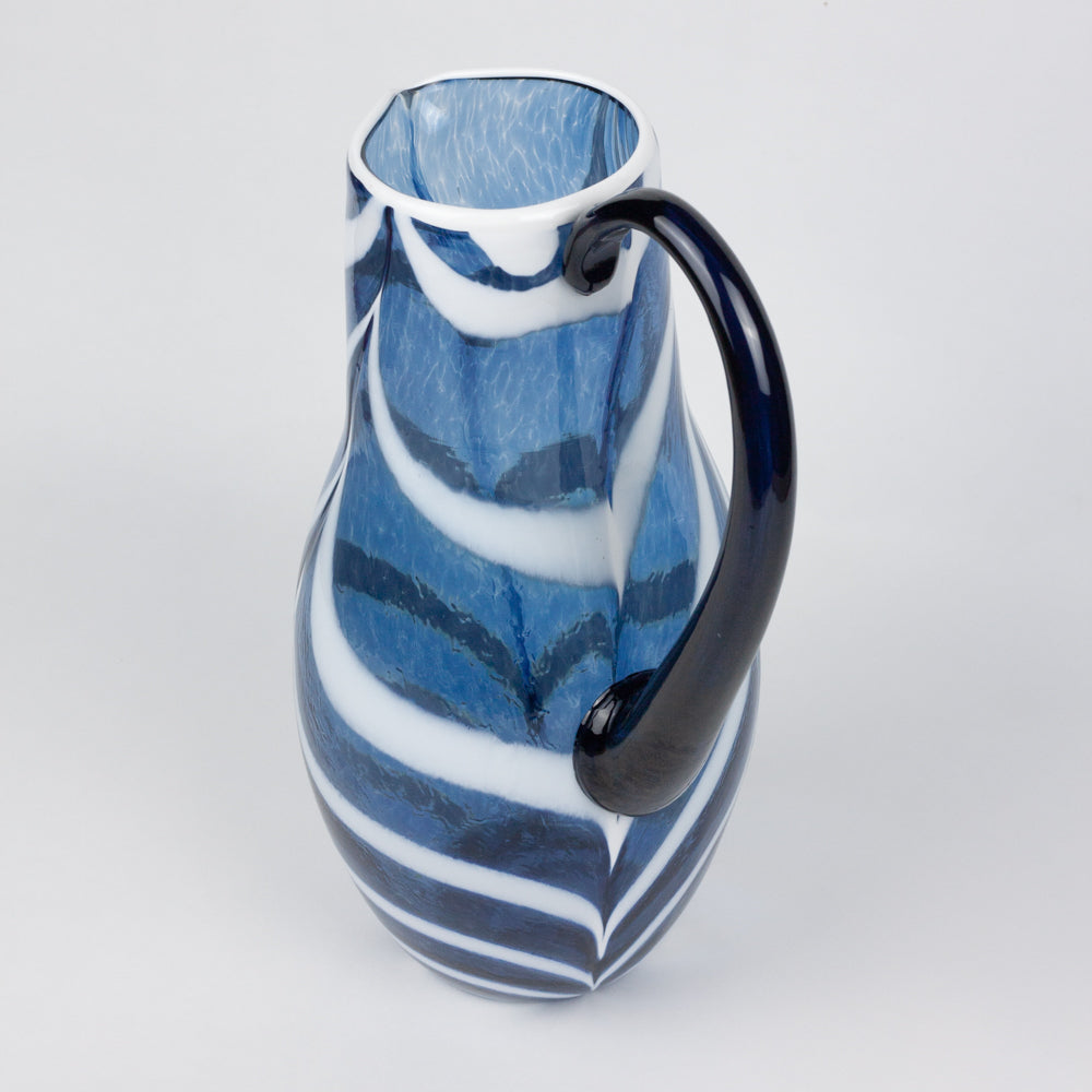 Noosline | Cobalt Blue & White Swirl Classic Glass Pitcher