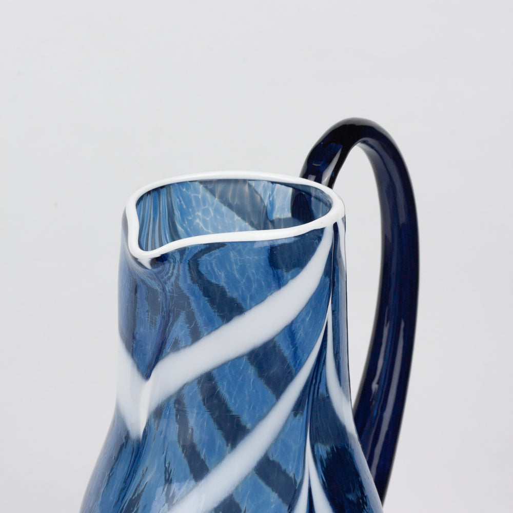 Noosline | Cobalt Blue & White Swirl Classic Glass Pitcher